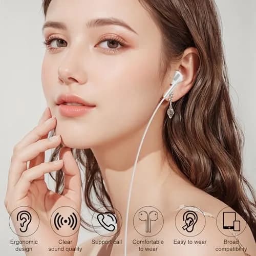VIFIGEN USB C Headphones for iPhone 15/16/17 Series, iPad, Samsung Galaxy S24-S26, Pixel 8-10, LG, OnePlus | White Wired In-Ear Earbuds with Mic thumbnail 5