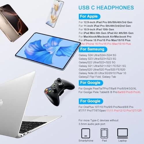VIFIGEN USB C Headphones for iPhone 15/16/17 Series, iPad, Samsung Galaxy S24-S26, Pixel 8-10, LG, OnePlus | White Wired In-Ear Earbuds with Mic thumbnail 6