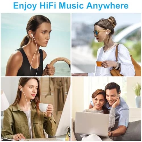 VIFIGEN USB C Headphones for iPhone 15/16/17 Series, iPad, Samsung Galaxy S24-S26, Pixel 8-10, LG, OnePlus | White Wired In-Ear Earbuds with Mic thumbnail 7