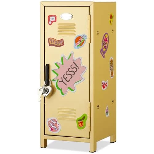Vercraft Yellow Mini Locker with Lock and Keys | 27.5 cm (10.8 inches) Desktop Storage thumbnail 1