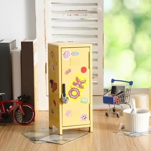 Vercraft Yellow Mini Locker with Lock and Keys | 27.5 cm (10.8 inches) Desktop Storage thumbnail 6