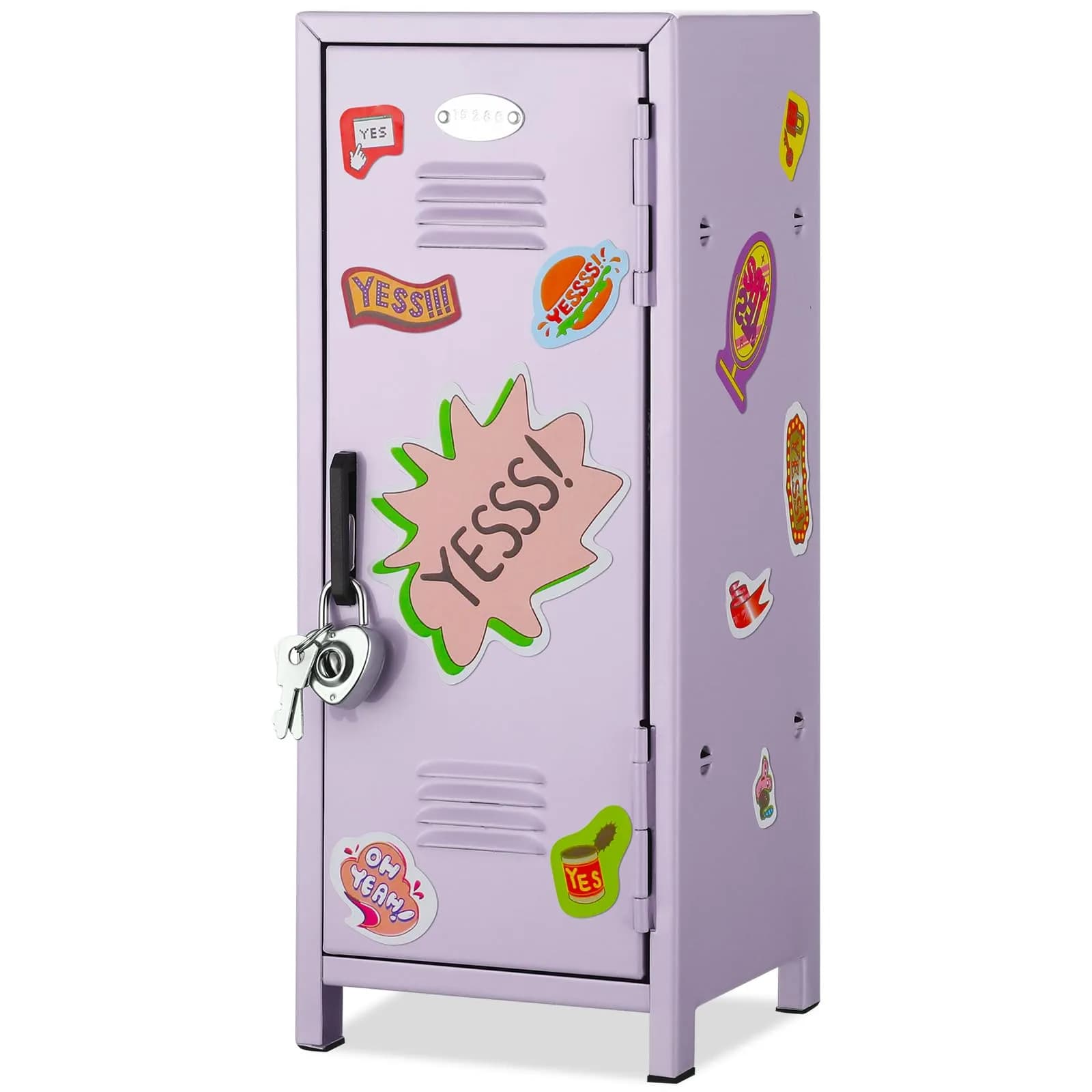 Vercraft Purple Mini Locker with Lock & Keys 27.5cm (10.8") | Secure Desktop Storage for Small Items — Purple