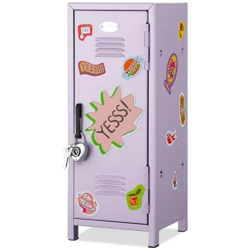 Vercraft Purple Mini Locker with Lock & Keys 27.5cm (10.8") | Secure Desktop Storage for Small Items thumbnail 1