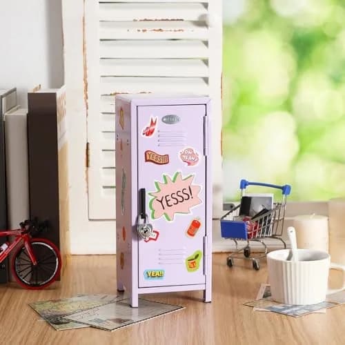 Vercraft Purple Mini Locker with Lock & Keys 27.5cm (10.8") | Secure Desktop Storage for Small Items thumbnail 5