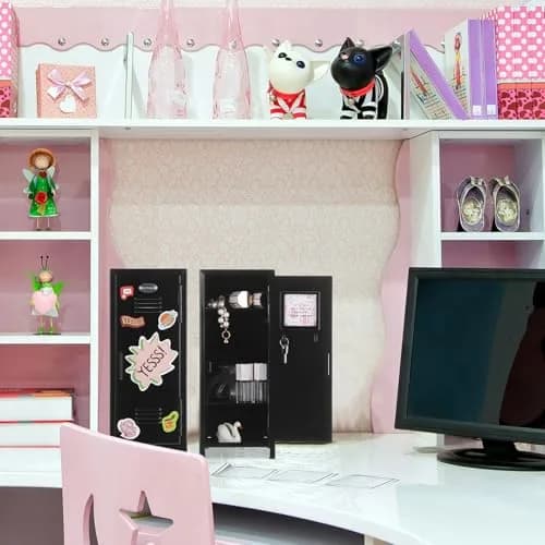 Vercraft Black Mini Locker with Lock & Keys | 27.5cm (10.8 inch) Desktop Storage Cabinet thumbnail 4