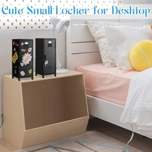 Vercraft Black Mini Locker with Lock & Keys | 27.5cm (10.8 inch) Desktop Storage Cabinet thumbnail 5