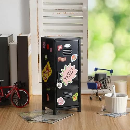 Vercraft Black Mini Locker with Lock & Keys | 27.5cm (10.8 inch) Desktop Storage Cabinet thumbnail 6