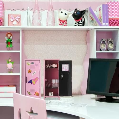 Vercraft Pink Mini Locker with Lock & Keys | 27.5cm (10.8 inch) Metal Desktop Storage Cabinet | DIY Stickers Included thumbnail 4