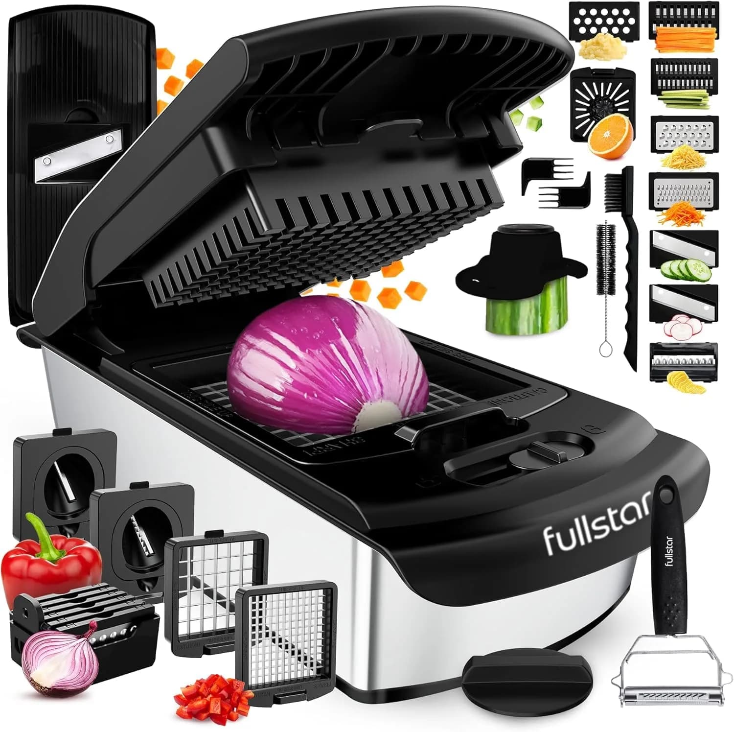 Fullstar Pro Original Stainless Steel Vegetable Chopper & 14-in-1 Spiralizer - main product image