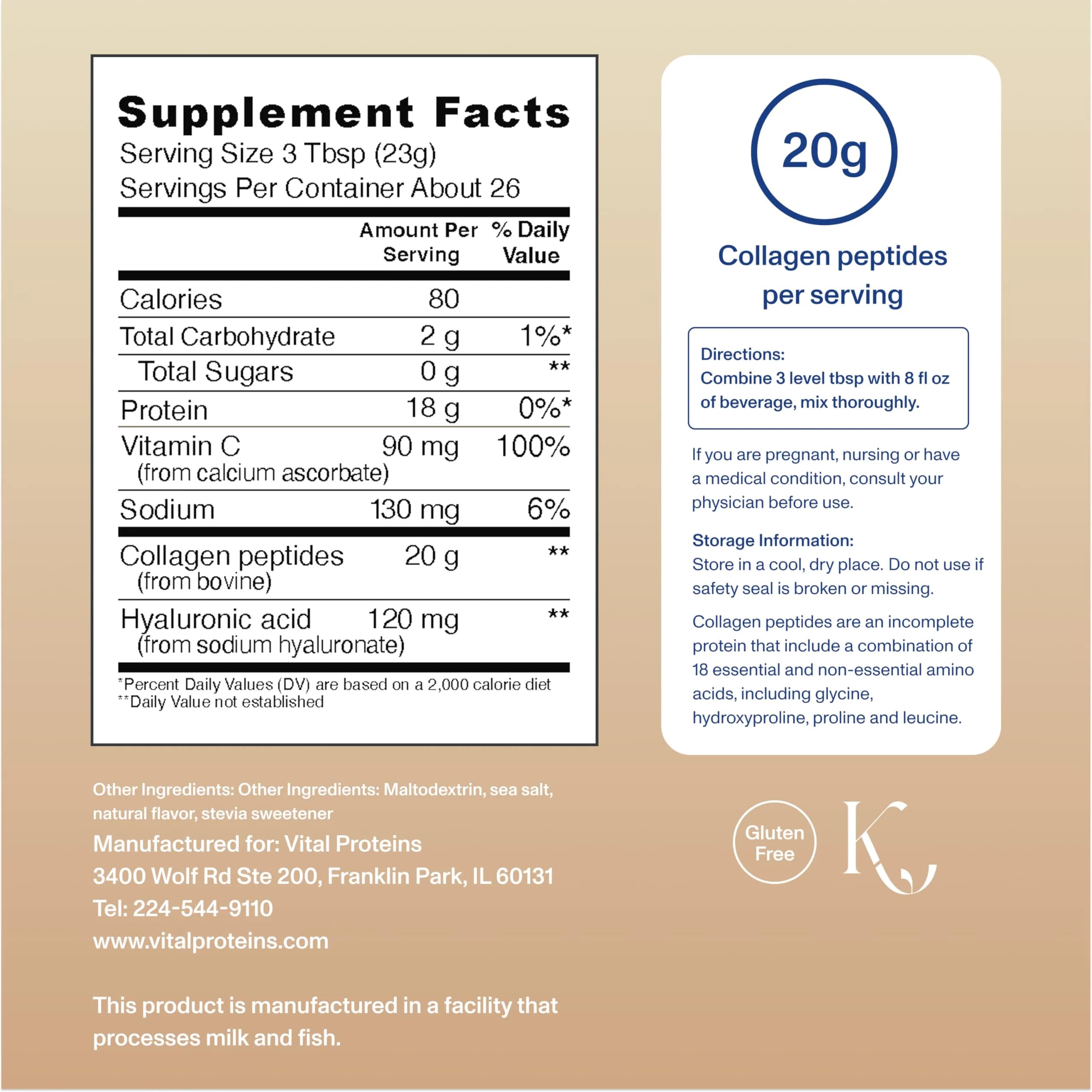 Vital Proteins Collagen Peptides Advanced Vanilla Flavor Powder, 21oz (600g) | Hydrolyzed Peptides with Hyaluronic Acid & Vitamin C - view 2