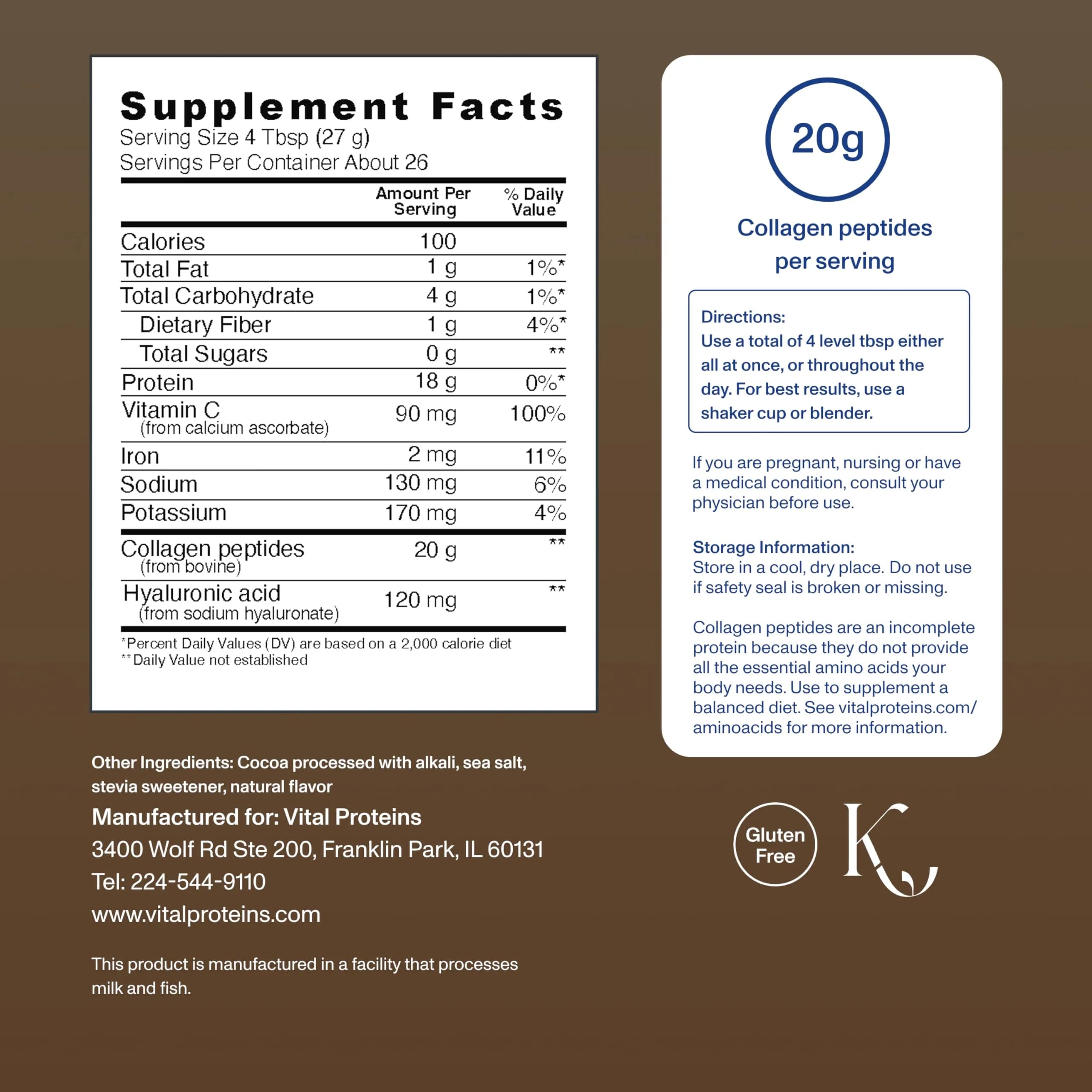 Vital Proteins Collagen Peptides Advanced Chocolate Powder 700g (24.7oz) | Supports Hair, Skin, Nails, Bones & Joints - view 3