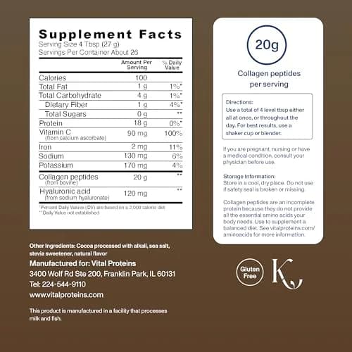 Vital Proteins Collagen Peptides Advanced Chocolate Powder 700g (24.7oz) | Supports Hair, Skin, Nails, Bones & Joints thumbnail 3