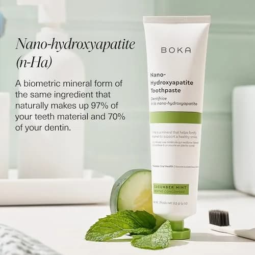 Boka Fluoride-Free Toothpaste with Nano Hydroxyapatite, Cucumber Mint 118g (4 Oz) | Enamel Care & Sensitive Teeth thumbnail 4