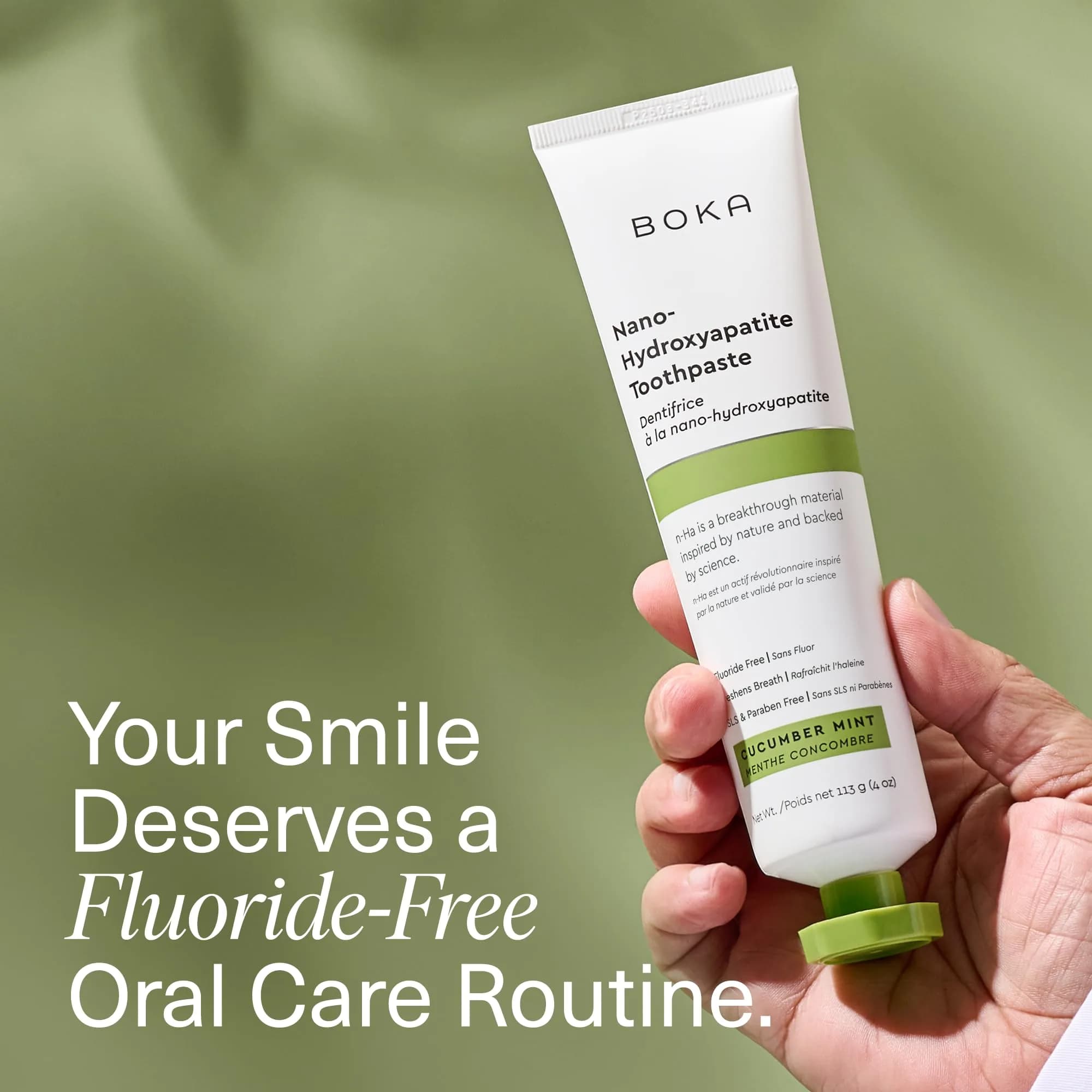 Boka Cucumber Mint Fluoride-Free Toothpaste with Nano Hydroxyapatite, 120ml (4 Fl Oz) | Sensitive Teeth Enamel Care - view 3