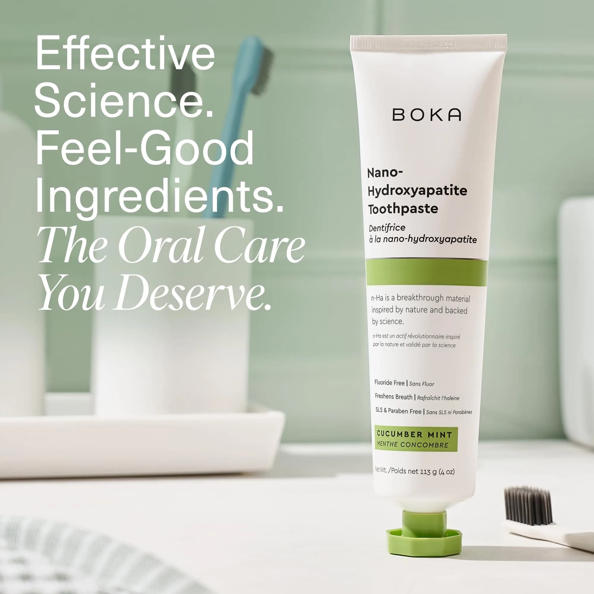 Boka Cucumber Mint Fluoride-Free Toothpaste with Nano Hydroxyapatite, 120ml (4 Fl Oz) | Sensitive Teeth Enamel Care - view 7