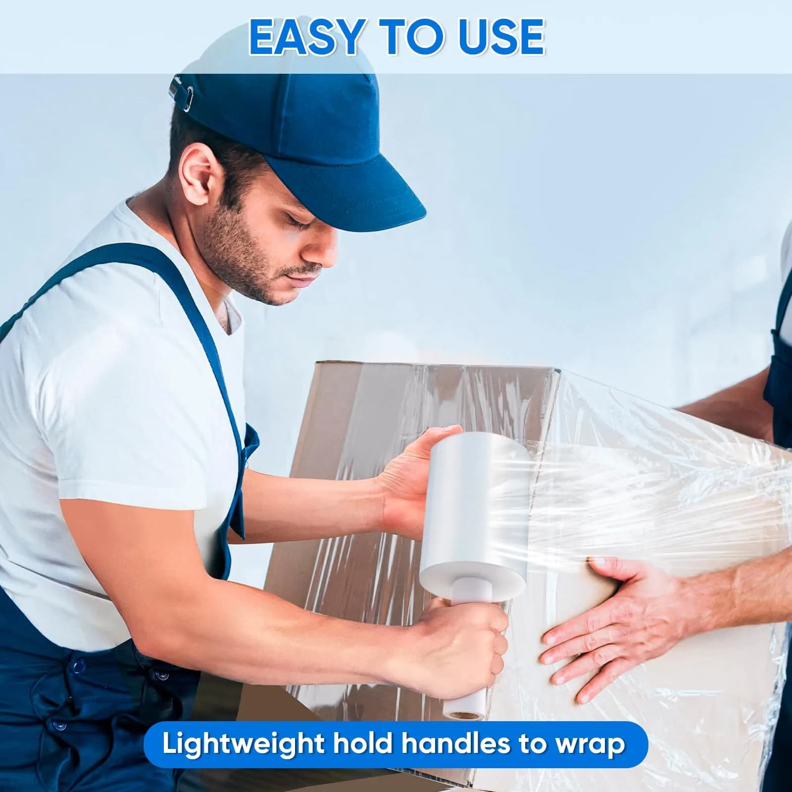 TICONN Stretch Wrap Film Roll with Handles, 1000ft Clear Plastic Wrap for Pallet Wrapping Shipping Moving - view 7