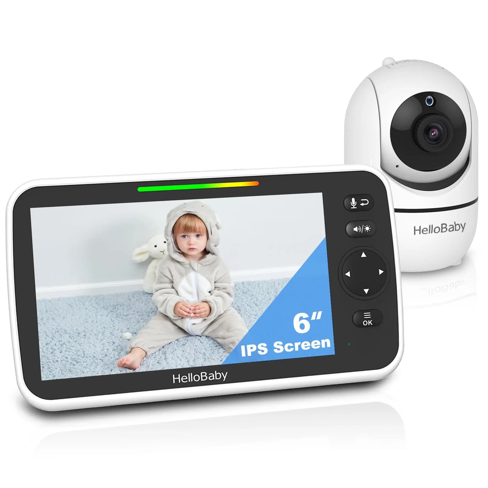 HelloBaby HB6550Plus Split-Screen Video Baby Monitor 6-inch (15.24 cm) | World's First IPS Screen, 30-Hour Battery, No WiFi