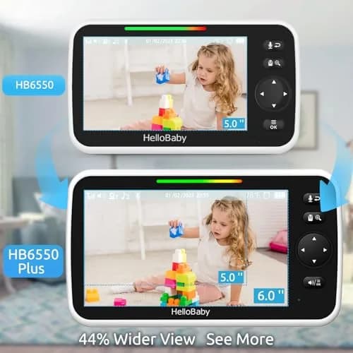 HelloBaby HB6550Plus Split-Screen Video Baby Monitor 6-inch (15.24 cm) | World's First IPS Screen, 30-Hour Battery, No WiFi thumbnail 3