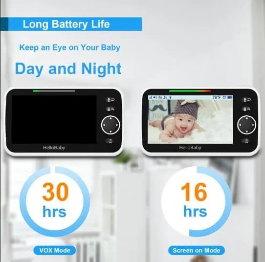 HelloBaby HB6550Plus Split-Screen Video Baby Monitor 6-inch (15.24 cm) | World's First IPS Screen, 30-Hour Battery, No WiFi - view 4