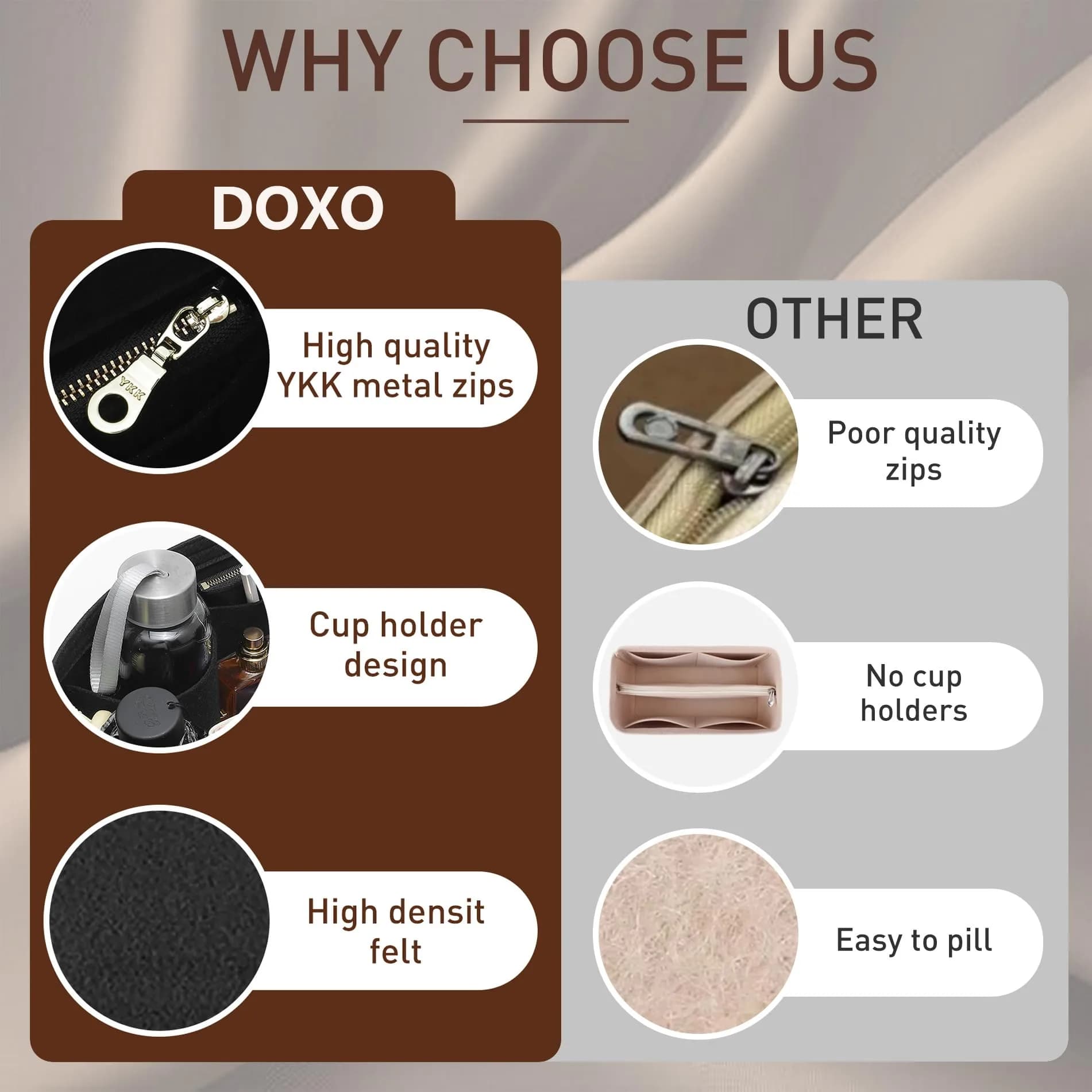 Doxo Felt Purse Organizer Insert for Longchamp Le Pliage Large, Black, Large | Keeps Tote Handbags Shaped & Neat - view 6