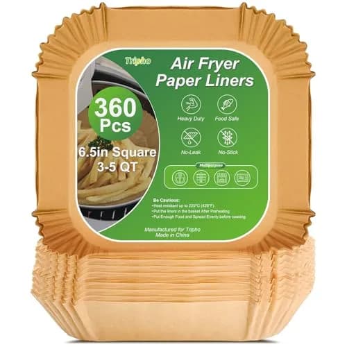 Tripho Heavy Duty Square Air Fryer Paper Liners 6.5 Inch | Non-Stick & Leakproof for Airfryer Basket thumbnail 1