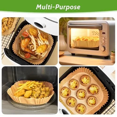 Tripho Heavy Duty Square Air Fryer Paper Liners 6.5 Inch | Non-Stick & Leakproof for Airfryer Basket thumbnail 6
