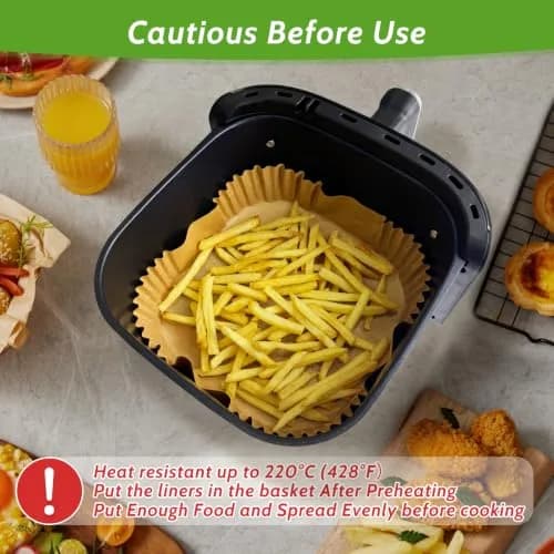 Tripho Heavy Duty Square Air Fryer Paper Liners 6.5 Inch | Non-Stick & Leakproof for Airfryer Basket thumbnail 7