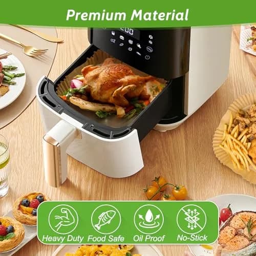 Tripho Heavy Duty Square Air Fryer Paper Liners 6.5 Inch | Non-Stick & Leakproof for Airfryer Basket thumbnail 3