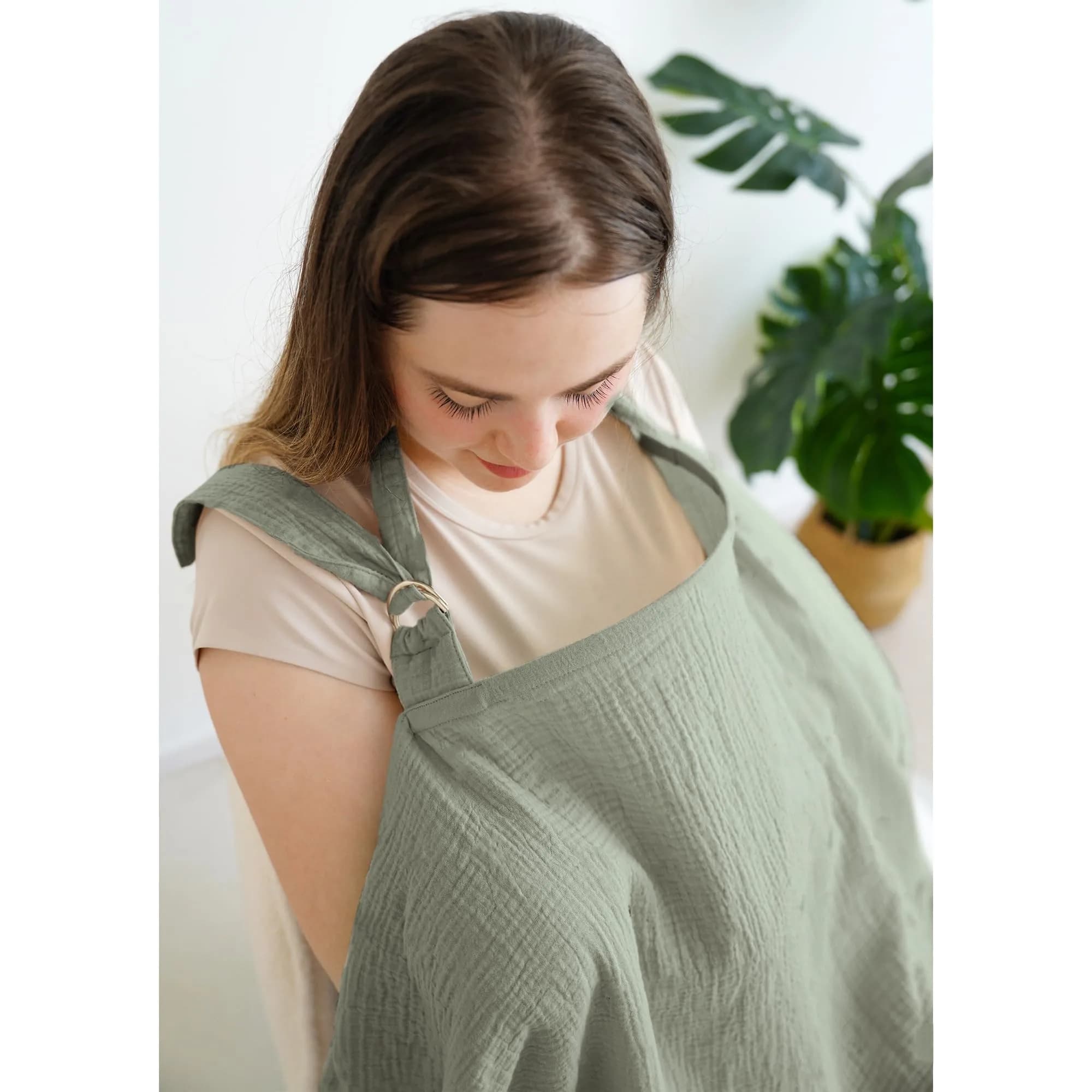 MairMore 100% Muslin Cotton Nursing Cover Misty Green 71cm (28in) x 112cm (44in) | Breathable & Privacy for Indian Moms - view 4