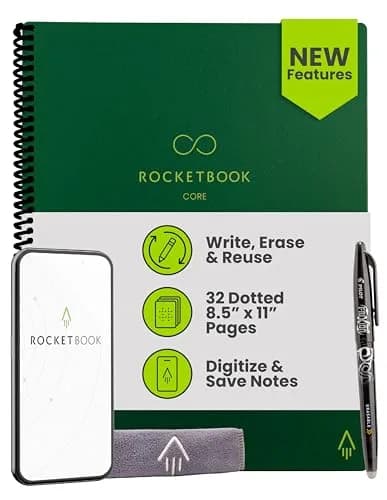 Rocketbook Core Reusable Spiral Notebook, Premium Letter Size 8.5x11, Green - Dotted Pages | 36 Pages thumbnail 1