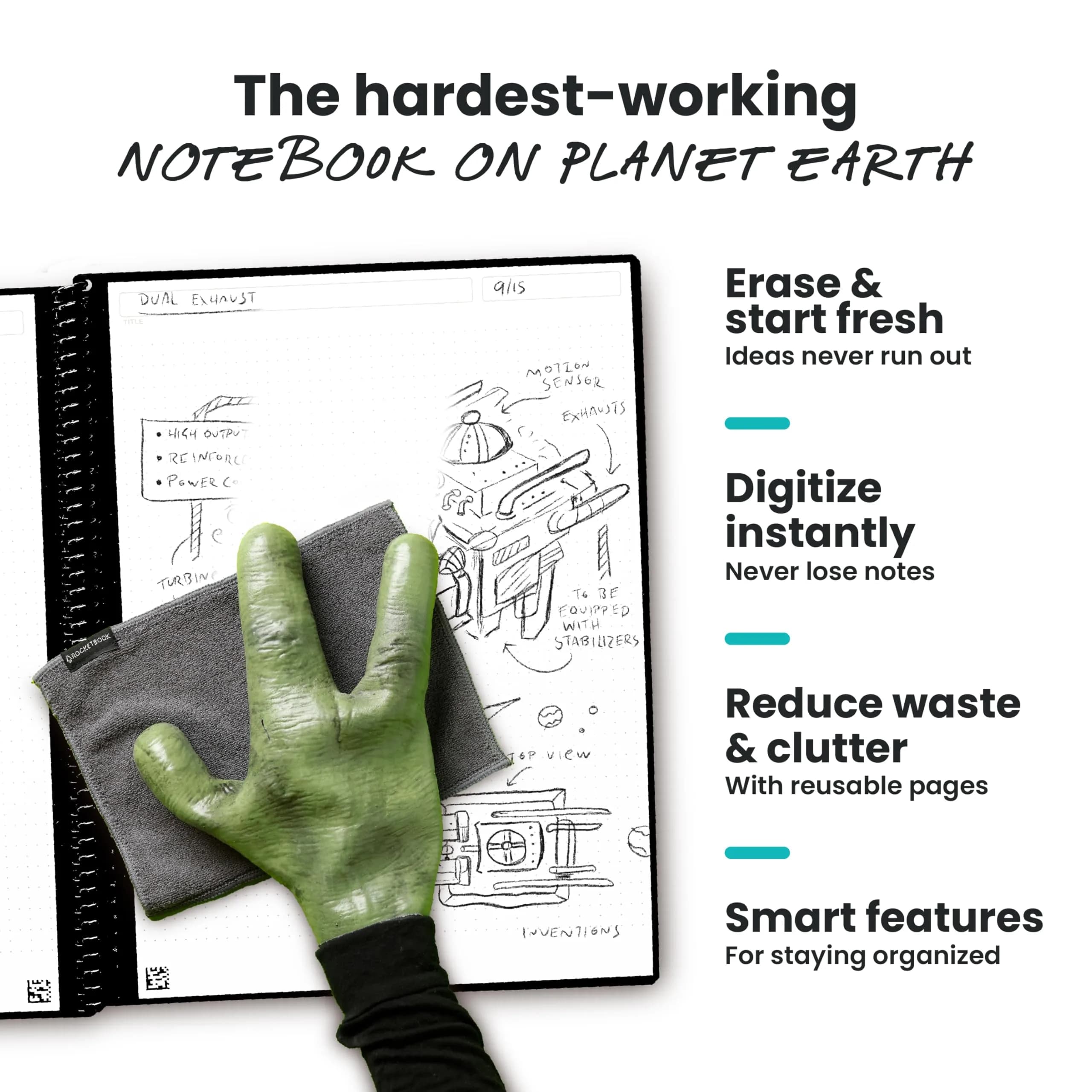 Rocketbook Core Reusable Notebook - Green, Premium Executive Size (6x8.8 Inches) - view 4