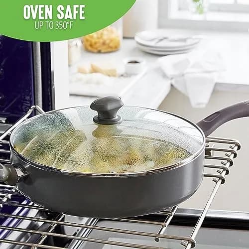 GreenLife Sandstone Ceramic Nonstick Sauté Pan 4.73L (5 Quart) | Toxin-Free, Dishwasher Safe, Black thumbnail 4