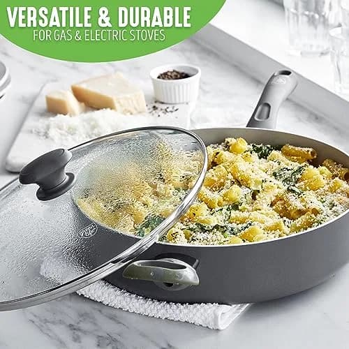 GreenLife Sandstone Ceramic Nonstick Sauté Pan 4.73L (5 Quart) | Toxin-Free, Dishwasher Safe, Black thumbnail 3