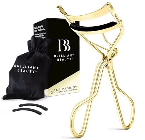 Brilliant Beauty Eyelash Curler - Stainless Steel, Satin Bag, 2 Refill Pads | Gentle, Durable & Travel-Friendly thumbnail 1
