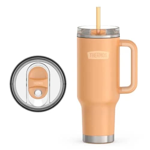 THERMOS 40oz Stainless Steel Cup Holder Mug Melon | Insulated Tumbler with Leak-Resistant Lid thumbnail 2