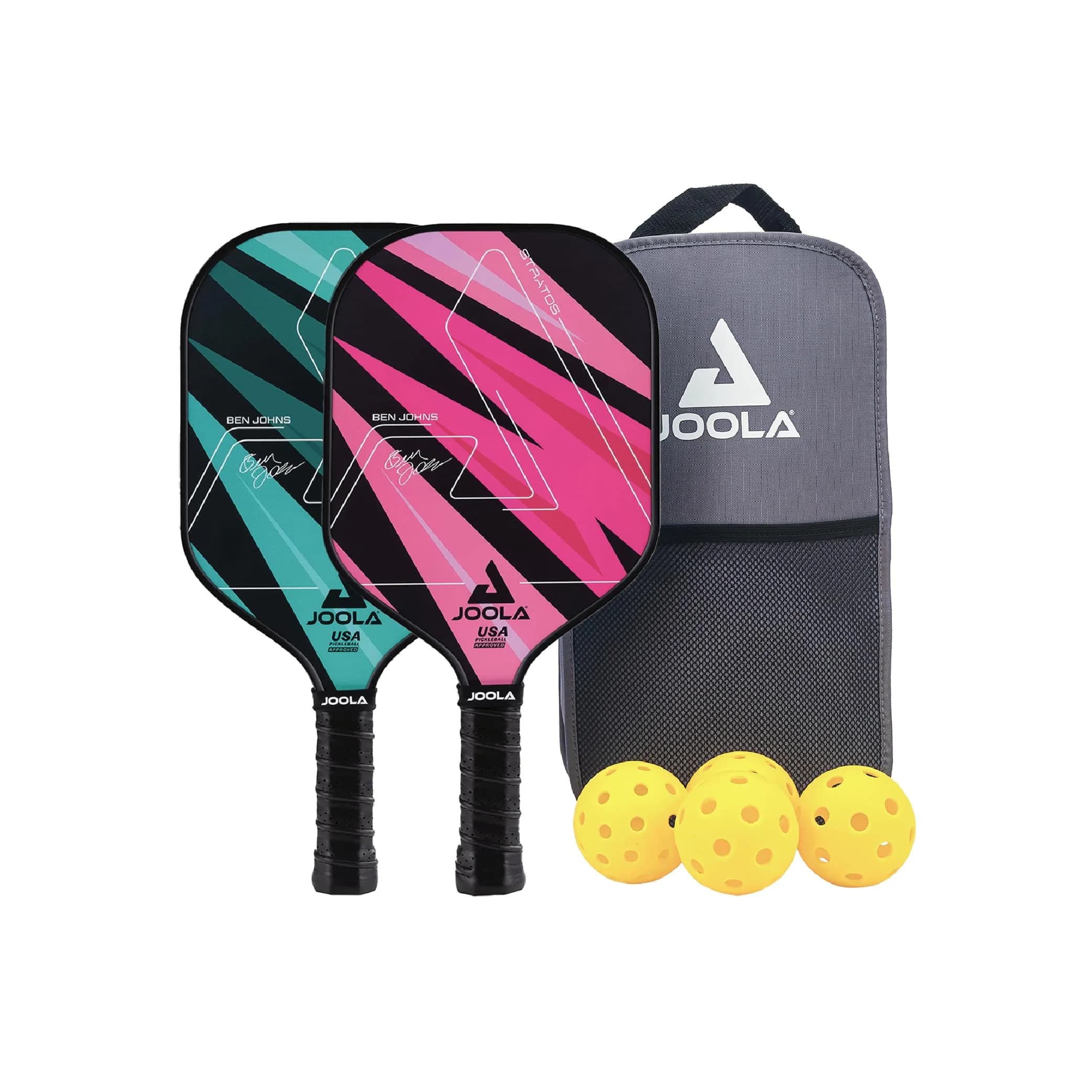 JOOLA Ben Johns 7 Piece Pickleball Set | 2 Paddles, 4 Balls, Bag | Fiberglass & Honeycomb Polypropylene