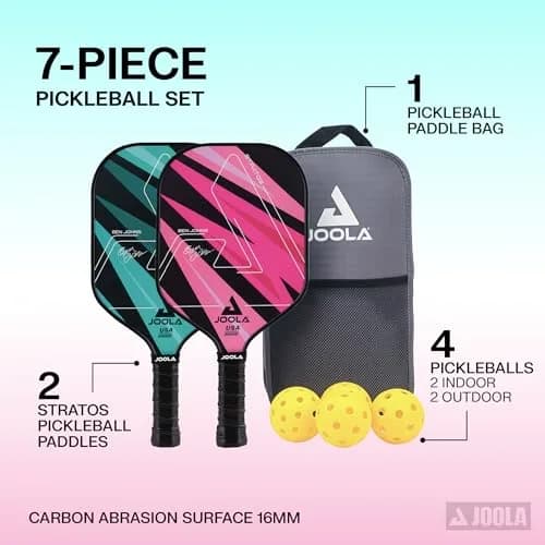 JOOLA Ben Johns 7 Piece Pickleball Set | 2 Paddles, 4 Balls, Bag | Fiberglass & Honeycomb Polypropylene thumbnail 2