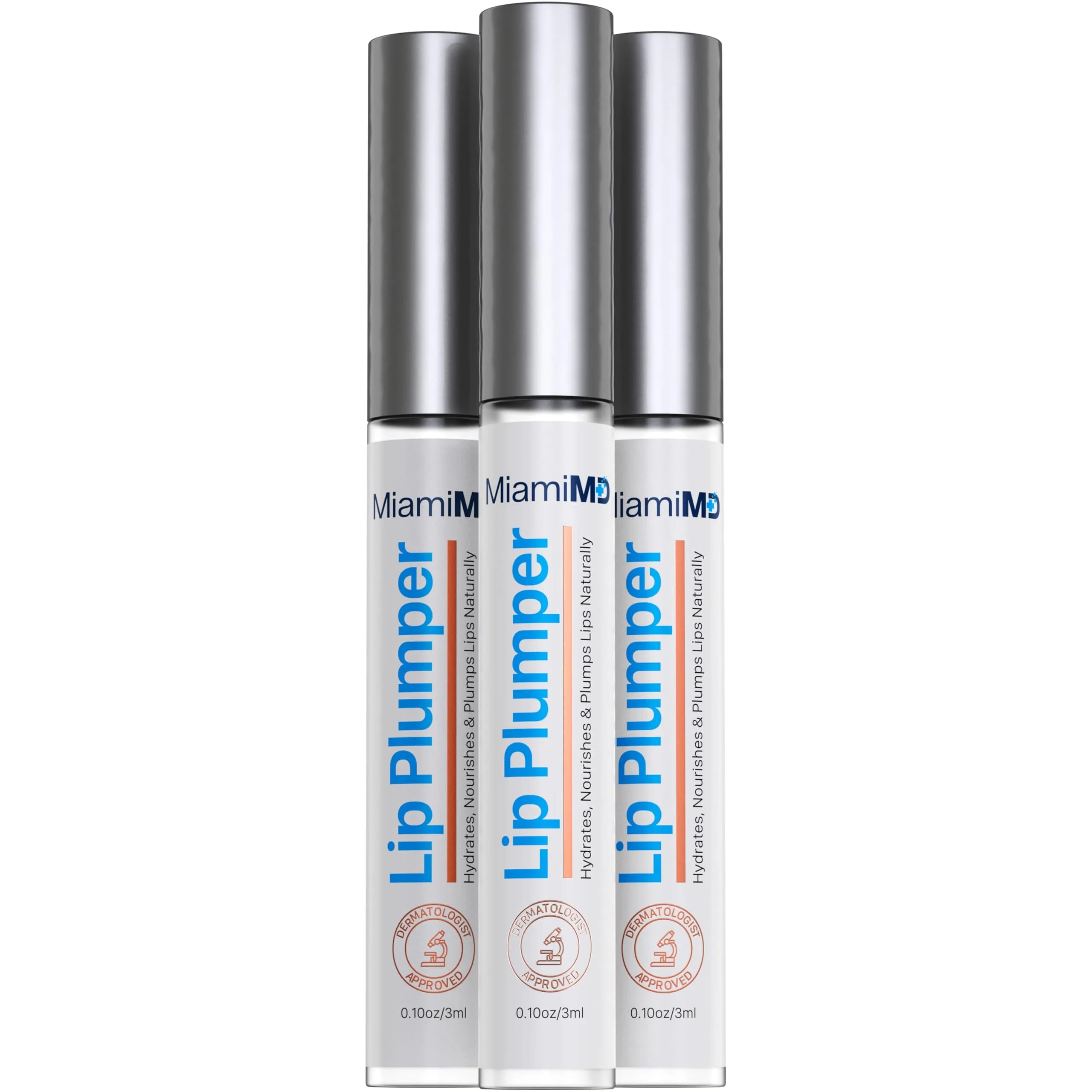 MiamiMD Lip Plumper (3ml) Lip Gloss for Women - Collagen & Vitamin E - Hydrating & Nourishing - 3 Pack — 3-Pack