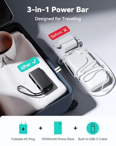 INIU Power Bank 10,000mAh Pink | 30W Fast Charging Travel Power Bank thumbnail 2