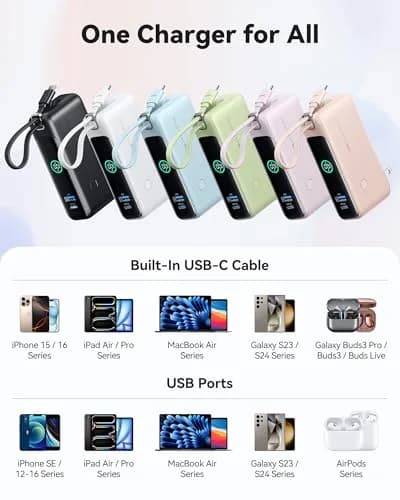 INIU Power Bank 10,000mAh Pink | 30W Fast Charging Travel Power Bank thumbnail 3