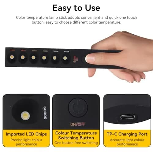 Gsycle Portable Color Temperature Lamp Stick 2700K-6000K | Rechargeable LED Video Fill Light thumbnail 3