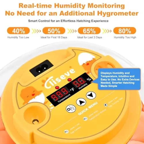 Cliseve Automatic Egg Incubator with Turner & Temp/Humidity Display (12-Egg Capacity) thumbnail 2
