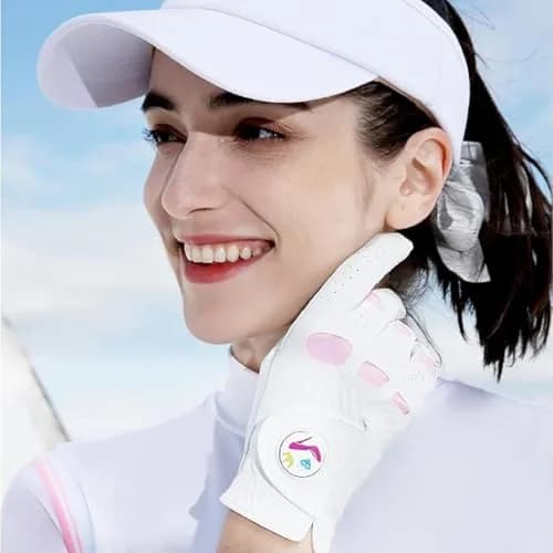 FINGER TEN Women's Leather Golf Gloves with Ball Marker - Enhanced Grip & Comfort for Ladies (White-2 Pack, Left Hand, Medium) thumbnail 6
