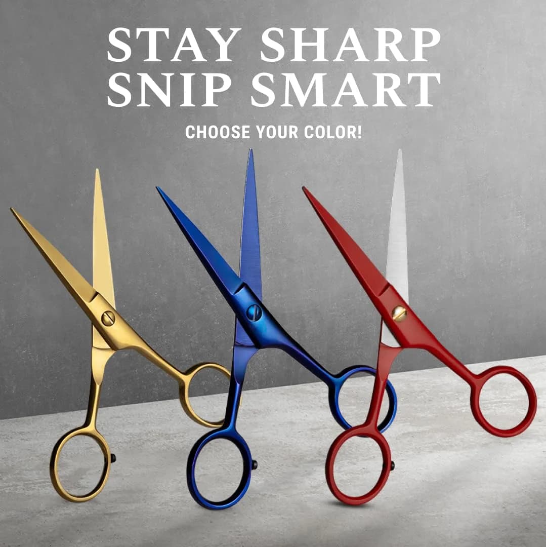 Ontaki 5-inch Beard & Mustache Scissors with Combs & Pouch | German Steel, Ambidextrous, Midnight Blue - view 5