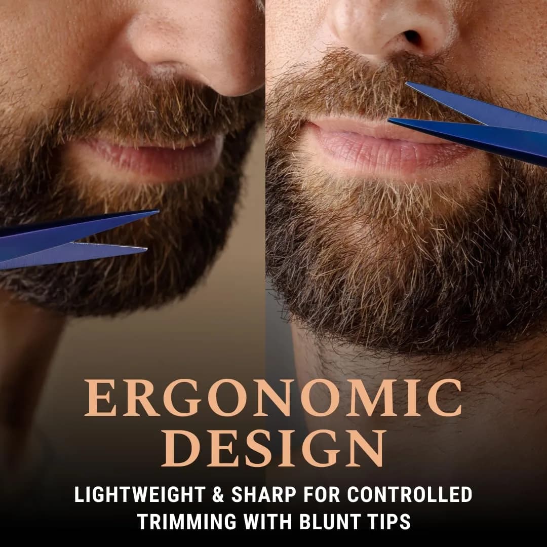 Ontaki 5" Midnight Blue German Steel Beard & Mustache Scissors for Precision Styling - view 3