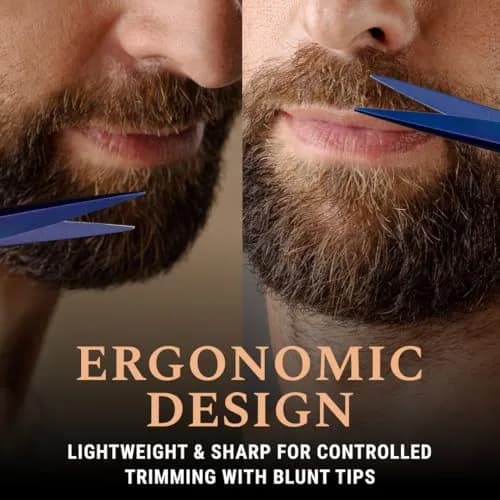 Ontaki 5-inch Beard & Mustache Scissors with Combs & Pouch | German Steel, Ambidextrous, Midnight Blue thumbnail 3
