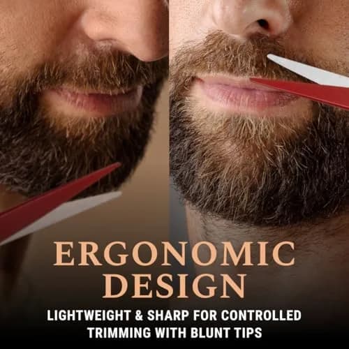 Ontaki Professional Beard & Mustache Scissors 5" (12.7 cm) | German Steel, True Red, with Combs & Pouch thumbnail 4