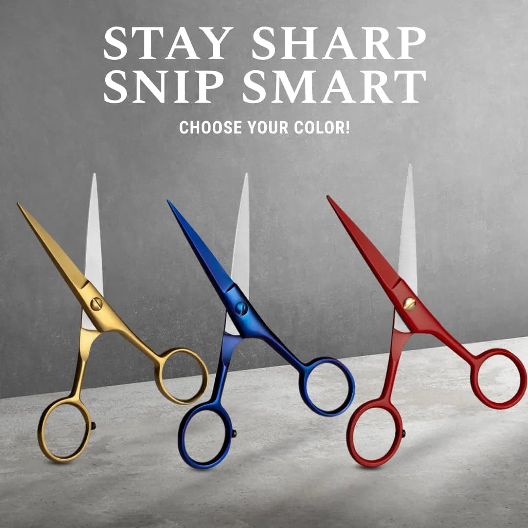 Ontaki Professional Beard & Mustache Scissors 5" (12.7 cm) | German Steel, True Red, with Combs & Pouch - view 6