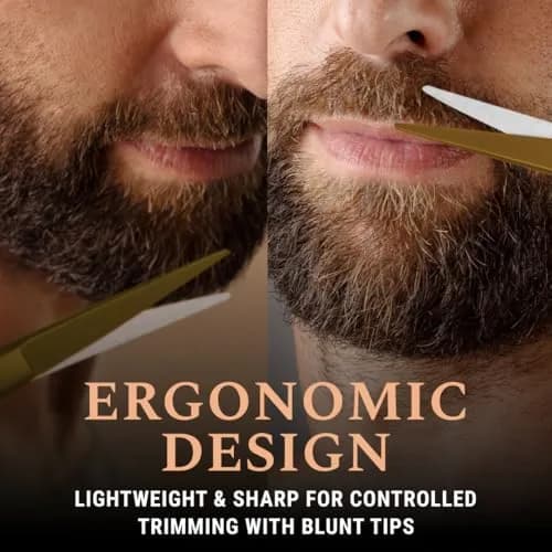 Ontaki 5" Gold Brass Beard & Mustache Scissor with Combs | Professional German Steel Grooming Kit thumbnail 4