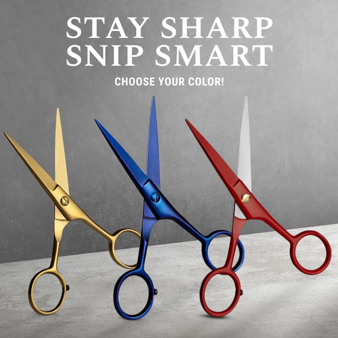 Ontaki 5" Gold Brass Beard & Mustache Scissor with Combs | Professional German Steel Grooming Kit - view 6